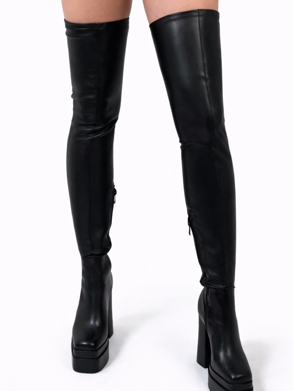 AKIRA MAXISTA Black Over-the-Knee Platform Boots – Size 6, 6.5, 7 NWT